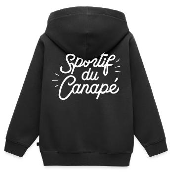 Sportif du canapé - Sweat Premium à capuche zippé enfant bio - noir - Dos - AI Model Kid Male (0cm)