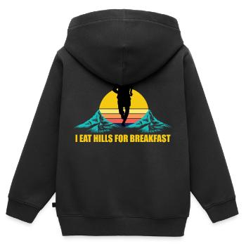 Trail Run Ultra Running Berg Trekking Laufen - Kinder Premium Organic Zip Hoodie - Schwarz - Hinten - AI Model Kid Male (0cm)