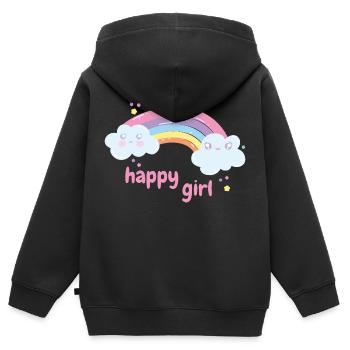 Happy Girl - Kinder Premium Organic Zip Hoodie - Schwarz - Hinten - AI Model Kid Male (0cm)