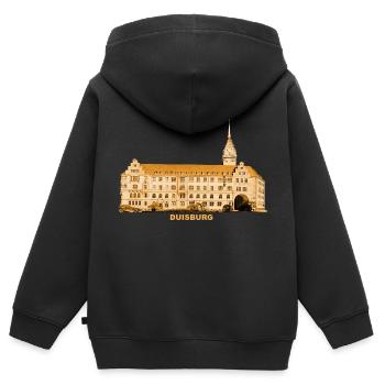 Mairie de Duisbourg - Sweat Premium à capuche zippé enfant bio - noir - Dos - AI Model Kid Male (0cm)