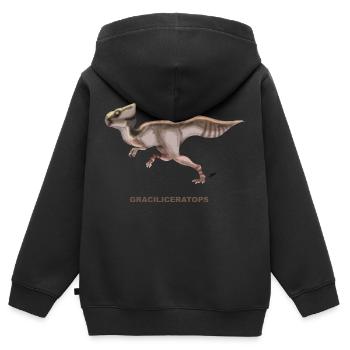 GRACILICERATOPS - Kinder Premium Organic Zip Hoodie - Schwarz - Hinten - AI Model Kid Male (0cm)