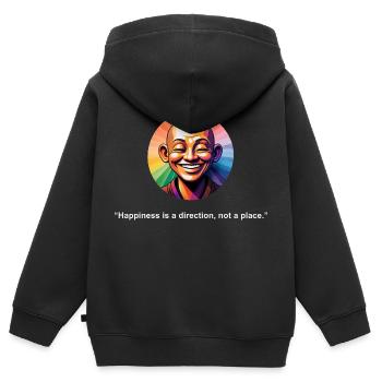 Glück ist eine Richtung | Zen-Zitat - Kinder Premium Organic Zip Hoodie - Schwarz - Hinten - AI Model Kid Male (0cm)