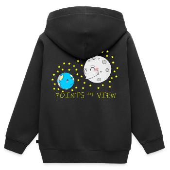 Conception mignonne de points de vue positifs de la lune et de la terre - Sweat Premium à capuche zippé enfant bio - noir - Dos - AI Model Kid Male (0cm)
