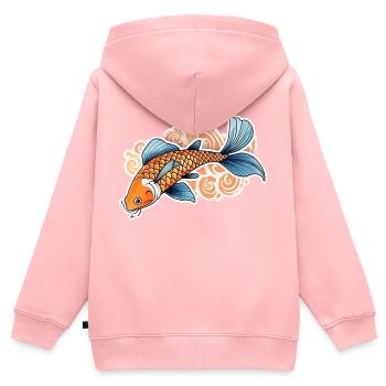 carpe koi - poisson japon - Sweat Premium à capuche zippé enfant bio - rose - Dos - AI Model Kid Female (0cm)