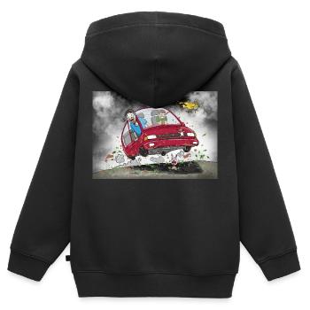 Naturschützer auf dem Weg ins Biotop - Kinder Premium Organic Zip Hoodie - Schwarz - Hinten - AI Model Kid Male (0cm)