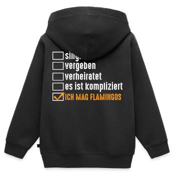 Single Vergeben Flamingos - Kinder Premium Organic Zip Hoodie - Schwarz - Hinten - AI Model Kid Male (0cm)