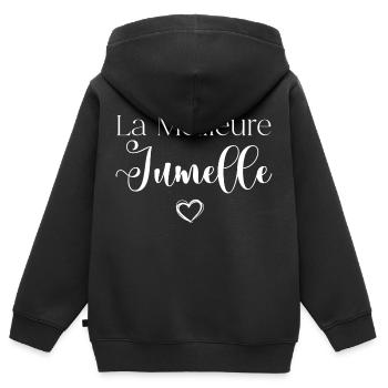 La Meilleure Jumelle - Sweat Premium à capuche zippé enfant bio - noir - Dos - AI Model Kid Male (0cm)