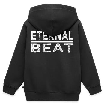 dictons transcendants, blagues, citation, cadence pérenne - Sweat Premium à capuche zippé enfant bio - noir - Dos - AI Model Kid Male (0cm)