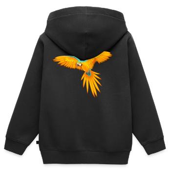 Papagei - Kinder Premium Organic Zip Hoodie - Schwarz - Hinten - AI Model Kid Male (0cm)
