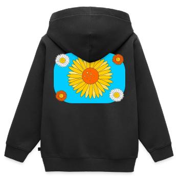 Gerbera auf türkis - Kinder Premium Organic Zip Hoodie - Schwarz - Hinten - AI Model Kid Male (0cm)