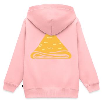 Crêpes Bretagne humour crêpe - Sweat Premium à capuche zippé enfant bio - rose - Dos - AI Model Kid Female (0cm)