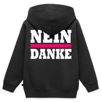 Nein danke - Kinder Premium Organic Zip Hoodie - Schwarz - Hinten - AI Model Kid Male (0cm)