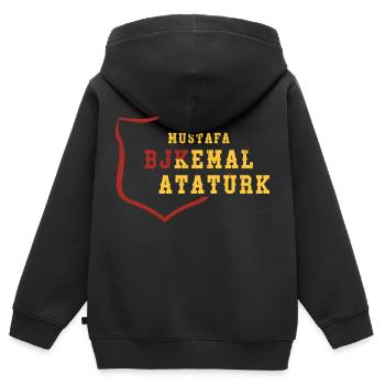 Atatürk Turquie Mustafa BJKemal Silhouette - Sweat Premium à capuche zippé enfant bio - noir - Dos - AI Model Kid Male (0cm)