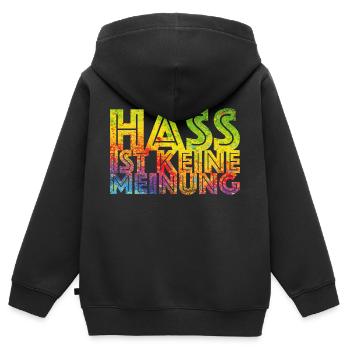 Hass ist keine Meinung - Kinder Premium Organic Zip Hoodie - Schwarz - Hinten - AI Model Kid Male (0cm)