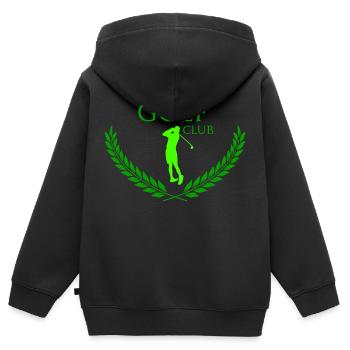 Golf club - Kinder Premium Organic Zip Hoodie - Schwarz - Hinten - AI Model Kid Male (0cm)