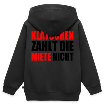 klatschen zahlt nicht die miete - Kinder Premium Organic Zip Hoodie - Schwarz - Hinten - AI Model Kid Male (0cm)