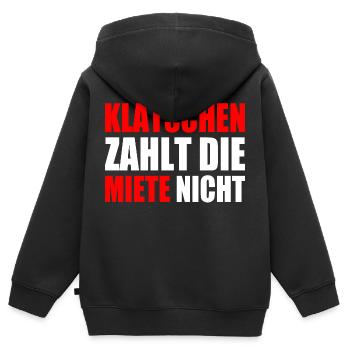 klatschen zahlt nicht die miete - Kinder Premium Organic Zip Hoodie - Schwarz - Hinten - AI Model Kid Male (0cm)