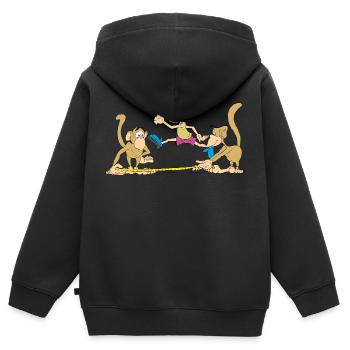 Singes dans la compétition athlétique - Sweat Premium à capuche zippé enfant bio - noir - Dos - AI Model Kid Male (0cm)