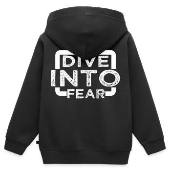 adrénaline montée drôle citation blague heureux chute libre - Sweat Premium à capuche zippé enfant bio - noir - Dos - AI Model Kid Male (0cm)