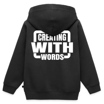 Citation Favoriser la créativité Bday Fiction Writing - Sweat Premium à capuche zippé enfant bio - noir - Dos - AI Model Kid Male (0cm)