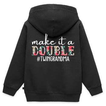 Make It A Double Twin Grandma Of Twins Grandmother - Kinder Premium Organic Zip Hoodie - Schwarz - Hinten - AI Model Kid Male (0cm)