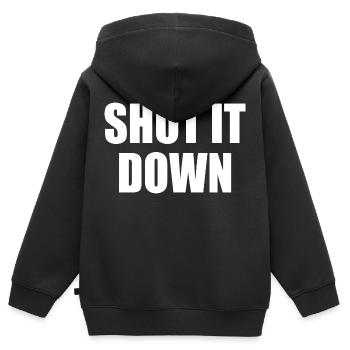 shut it down - Kids Premium Organic Zip-up Hoodie - black - Back - AI Model Kid Male (0cm)