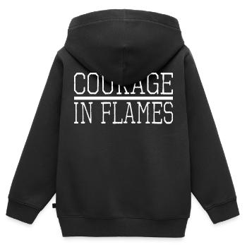 Vivre avec audace Les premiers intervenants présentent une idée - Sweat Premium à capuche zippé enfant bio - noir - Dos - AI Model Kid Male (0cm)