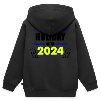 holiday 2024 - Kinder Premium Organic Zip Hoodie - Schwarz - Hinten - AI Model Kid Male (0cm)
