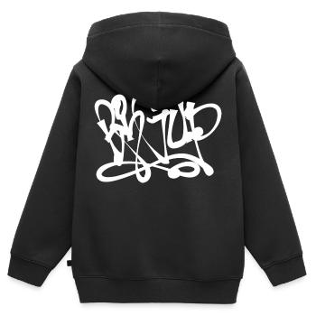 BIGUP Graffiti - Sweat Premium à capuche zippé enfant bio - noir - Dos - AI Model Kid Male (0cm)