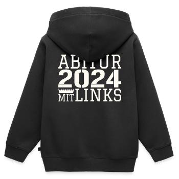 Abi mit links - Kinder Premium Organic Zip Hoodie - Schwarz - Hinten - AI Model Kid Male (0cm)