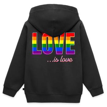 L’amour est l’amour @ Markus - Sweat Premium à capuche zippé enfant bio - noir - Dos - AI Model Kid Male (0cm)