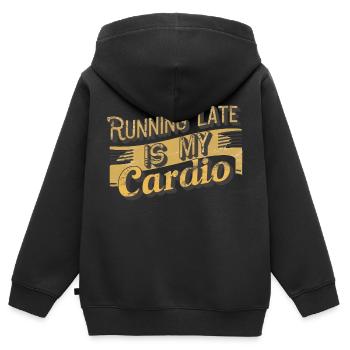 Spätes Cardio - Sport Humor - Kinder Premium Organic Zip Hoodie - Schwarz - Hinten - AI Model Kid Male (0cm)