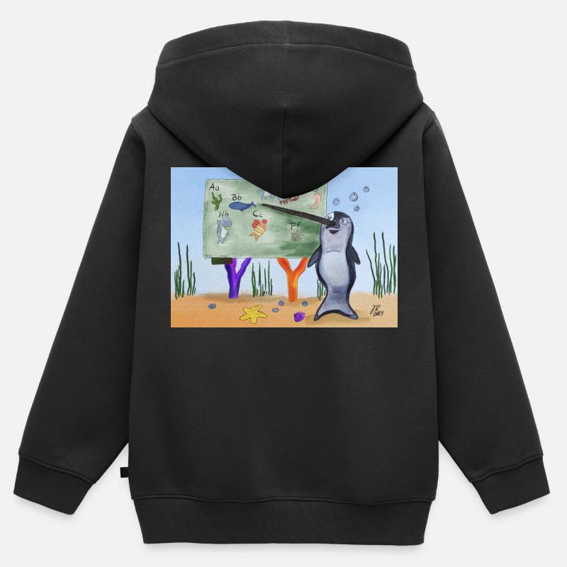 Lehrer Narwal - Kinder Premium Organic Zip Hoodie - Schwarz