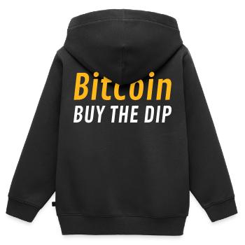 Bitcoin Buy The Dip - Kinder Premium Organic Zip Hoodie - Schwarz - Hinten - AI Model Kid Male (0cm)