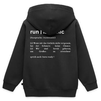 run is tanic - Kinder Premium Organic Zip Hoodie - Schwarz - Hinten - AI Model Kid Male (0cm)