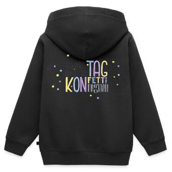 Lass jeden Tag ein bisschen Konfetti regnen - Kinder Premium Organic Zip Hoodie - Schwarz - Hinten - AI Model Kid Male (0cm)