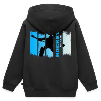 hockey I goalie blue grunge feldhockey - Kinder Premium Organic Zip Hoodie - Schwarz - Hinten - AI Model Kid Male (0cm)