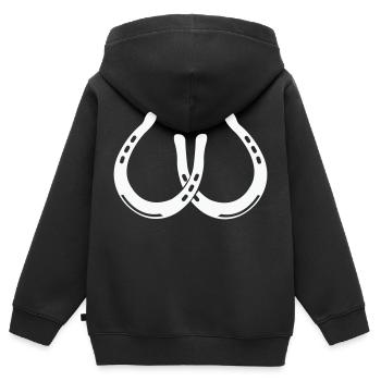 Fer à cheval 2 - Sweat Premium à capuche zippé enfant bio - noir - Dos - AI Model Kid Male (0cm)