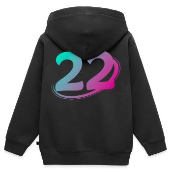 Nummer 22 mehrfarbig - Kinder Premium Organic Zip Hoodie - Schwarz - Hinten - AI Model Kid Male (0cm)