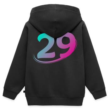 Nummer 29 mehrfarbig - Kinder Premium Organic Zip Hoodie - Schwarz - Hinten - AI Model Kid Male (0cm)