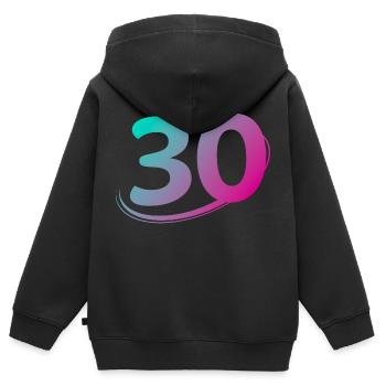 Nummer 30 mehrfarbig - Kinder Premium Organic Zip Hoodie - Schwarz - Hinten - AI Model Kid Male (0cm)