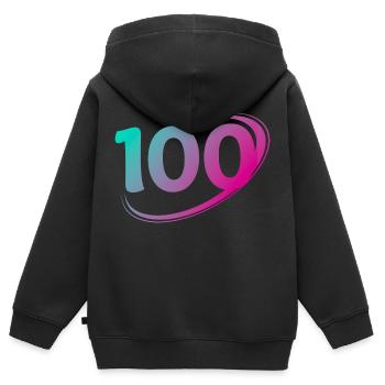 Nummer 100 Mehrfarbig - Kinder Premium Organic Zip Hoodie - Schwarz - Hinten - AI Model Kid Male (0cm)