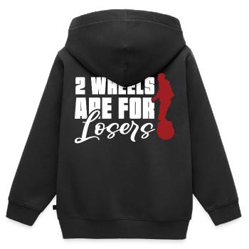 deux roues sont pour les perdants Design pour un fan de - Sweat Premium à capuche zippé enfant bio - noir - Dos - AI Model Kid Male (0cm)