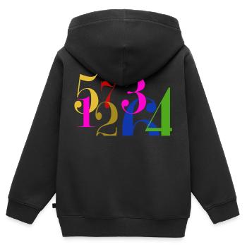 Piles de chiffres - Sweat Premium à capuche zippé enfant bio - noir - Dos - AI Model Kid Male (0cm)
