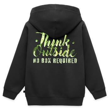 Think Outside - Kids Premium Organic Zip-up Hoodie - black - Back - AI Model Kid Male (0cm)