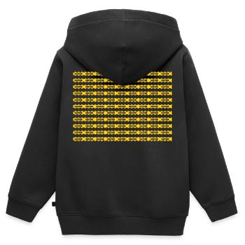 Drôle Tendance Noir Jaune Avertissement Ruban Avertissement - Sweat Premium à capuche zippé enfant bio - noir - Dos - AI Model Kid Male (0cm)