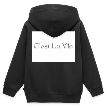 C est La Vie French for That's Life an acceptance - Kids Premium Organic Zip-up Hoodie - black - Back - AI Model Kid Male (0cm)