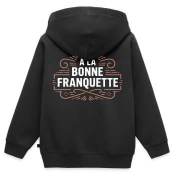 A la bonne franquette - Sweat Premium à capuche zippé enfant bio - noir - Dos - AI Model Kid Male (0cm)