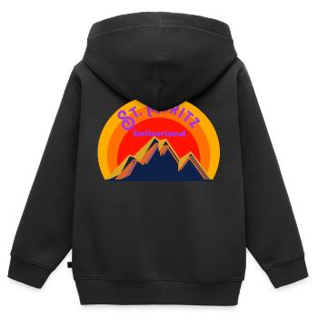 Saint-Moritz - Sweat Premium à capuche zippé enfant bio - noir - Dos - AI Model Kid Male (0cm)