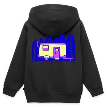 Wohnwagen Palmen Erholung Urlaub Outdoor Camper - Kinder Premium Organic Zip Hoodie - Schwarz - Hinten - AI Model Kid Male (0cm)